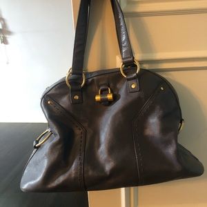 YSL designer bag in purplish grey color